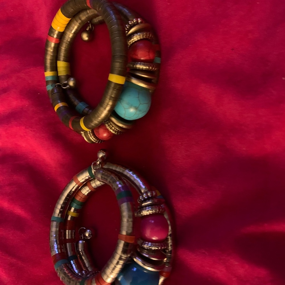 Sassy Jones Multicolor Beaded Coil Bracelets